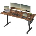 Songmics Bureau Électrique Assis-Debout, Bureau Réglable en Hauteur, 70 x 160 x (72-120) cm, 4 Hauteurs Mémorisables, Pochette de Rangement, pour