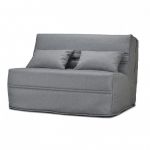 Banquette lit bz 140x200 cm en tissu gris et matelas 15 cm - anatole