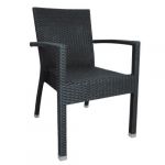 Bolero Fauteuils en rotin PE anthracite - Lot de 4