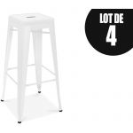 Oviala Lot de 4 tabourets en métal mat