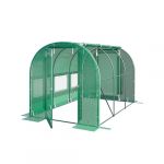 Serre tunnel Premium TOOLPORT 2x3m avec porte pivotante, b&acirc;che PE 180 g/m&sup2; vert transparent