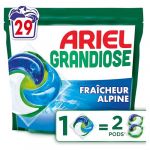 Ariel Grandiose PODS, Lessive Liquide En Capsules 29 Lavages, Fraîcheur Alpine 2 X Action Détachante et Anti-Odeur