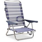Chaise de détente Pagle 4 Positions Solenny Bleu / Blanc avec poignées et patte pliable avec appui