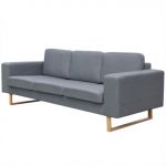 VidaXL Canapé avec 3 places Tissu Gris clair