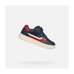Geox J Theleven Boy Basket, Bleu Marine/Rouge, 36 EU