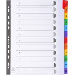 Exacompta 4112E - Intercalaires 1-12 12 positions, format A4+, en carte touches couleurs, coloris blanc