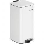 Songmics Poubelle de cuisine 30 l en acier avec seau intérieur blanc nuage