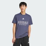 Adidas T-shirt House of Tiro Linear Graphic manches courtes bleu fonc&eacute; blanc - M