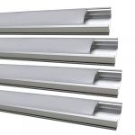 Lot de 4 Profil&eacute; en Aluminium 1m pour Ruban LED, Cache Couleur Blanc Laiteux, Bouchons de terminaison et clips de montage inclus