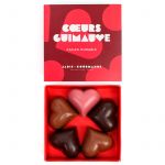 Bo&icirc;te 5 coeurs en guimauve assortiment chocolat au lait noir chocolat ruby 43g