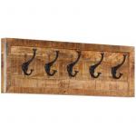 VidaXL Porte-manteau mural avec 5 crochets bois de manguier massif