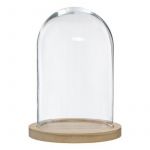 CLOC EN VERRE SUR SOCLE BOIS 26 CM Transparent