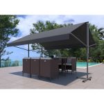 Concept-Usine Iseo - Store banne double pente manuel 4 x 1,5/1,5 m gris polyester