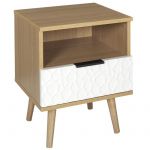 The home deco factory Table de Chevet 1 Tiroir "Sven" 49cm Naturel