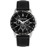 Trussardi Montre - T-Hawk - Multifonction - Cuir Noir - 44mm