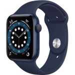 Apple Watch Series 6 GPS, 44mm boitier aluminium bleu avec bracelet sport bleu marine
