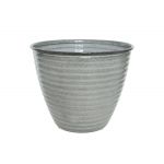 Eda Plastiques Cache-Pot Rond En Acier Émaillé Gris Amy - Ø 33 X 26 Cm
