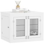Pawhut Cage chien int&eacute;rieure - 2 portes - 2 bols rotatifs 360&deg; - 80 x 60 x 63 cm - blanc