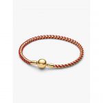 Pandora Bracelet Maille V&eacute;nitienne et Cordon Rouge Dor&eacute;