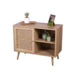 Commode 1 porte Bali en cannage et bois contreplaqu&eacute;