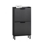 Sobuy FSR177-SCH Meuble à Chaussures Armoire à Chaussures Meuble Rangement Chaussures 2 Portes abattantes, Meuble d'Entrée Coffre Rangement pour