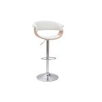 Miliboo Tabouret de bar design réglable blanc et bois clair OKTAV