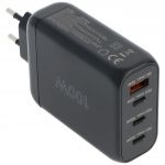 Goobay 65555 Multiport Power Delivery Chargeur USB C 100 W / Bloc d'alimentation compact ultra rapide pour 4 appareils / Port USB Quick Charge / Noir