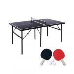 Sweeek | Table de ping pong d'intérieur médium noir avec 2 raquettes et 3 balles