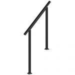 Outsunny Rampe escalier garde-corps rambarde - 1 &agrave; 3 marches - r&eacute;glable 0-45&deg; - visserie incluse - m&eacute;tal noir