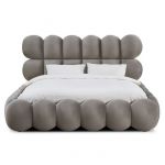 Menzzo Lit-coffre design boule Bilbola avec sommier relevable 160x200cm Velours Gris