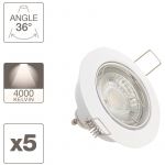 Xanlite Lot de 5 spots encastr&eacute;s - lumi&egrave;re neutre - ampoules LED GU10 incluses