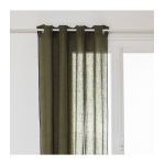 Atmosphera Rideau à œillets en Lin Vert Kaki avec surpiqûre noire 140 x 260 cm