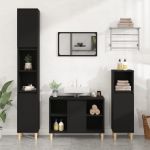 VidaXL Meuble d'évier noir 80x33x60 cm bois d'ingénierie Black