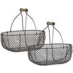 Aubry Gaspard Paniers en grillage vieilli et bois (Lot de 2)