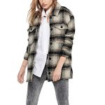 Only Onlallison Check Wool Shacket CC OTW Chemise, Pierre de Pumice/Carreaux : Noir, L Femme