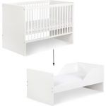 Monmobilierdesign DALIA Lit &eacute;volutif b&eacute;b&eacute; convertible en lit enfant Blanc 140X70