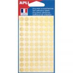 APLI 100600 - Etui de 308 pastilles adhésives or, diam. 8 mm (4 feuilles / cdt)