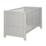 Roba Lit bébé évolutif -Mila-, 70x140 cm, gris/nature, réglable en hauteur, 3 barres amovibles