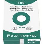 Exacompta 13809B - Etui de 100 fiches Bristol blanc 10,5 x 14,8 cm ligné