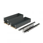 Emuca Porte-Bouteilles lat&eacute;ral extractible Titane Simplex, Fermeture amortie, Chariot Porte-Bouteilles pour Meuble Bas de Cuisine, Module 200mm, Gris Anthracite