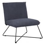 Atmosphera Fauteuil velours gris pieds m&eacute;tal noir Moana - Gris
