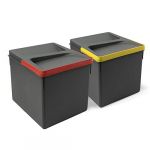 Emuca Poubelles, Compartiments de Recyclage pour Base à Couper, Kit de 2 bacs Hauteur 216mm et capacité 12 litres