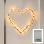 CozyHome 20 lampes à piles en forme de cœur, lumière blanche