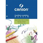 Canson Feuillets mobiles dessin 90 g/m² sous film 24x32cm - 90g/m² - 100 pages perforées