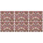 Pimpernel Set de table Strawberry Thief 30x23 cm lot de 6 Rouge