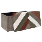 The home deco factory HOME DECO FACTORY, HD0551, Coffre Banc Pliable Patchwork Cotele Multifonctionnel, Rangement Pratique et Confort d'Assise, Idéal pour Salon ou Chambre, Taille 76x38x38 cm, Beige, Gris, Rouge, Vert
