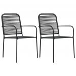 VidaXL Chaises de jardin 2 pcs Corde en coton et acier Noir