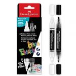 Faber-Castell 285503 Black Edition Shake & Paint Marqueurs Acryliques, Ensemble de 2 marqueurs acryliques noir et blanc, Double Pointe 3mm & 1mm, Imperm&eacute;ables, Marqueurs Acryliques Multi-Surfaces