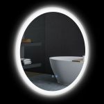 Kleankin Miroir Rond L ineux LED de Salle de Bain Ø 70 cm Mural avec éclairage 3 Couleurs Interrupteur Tactile système antibuée 35W Blanc Argent