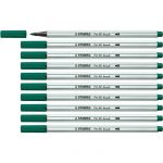 Stabilo Lot de 10 Feutres Pen 68 brush Pointe Pinceau Vert pin